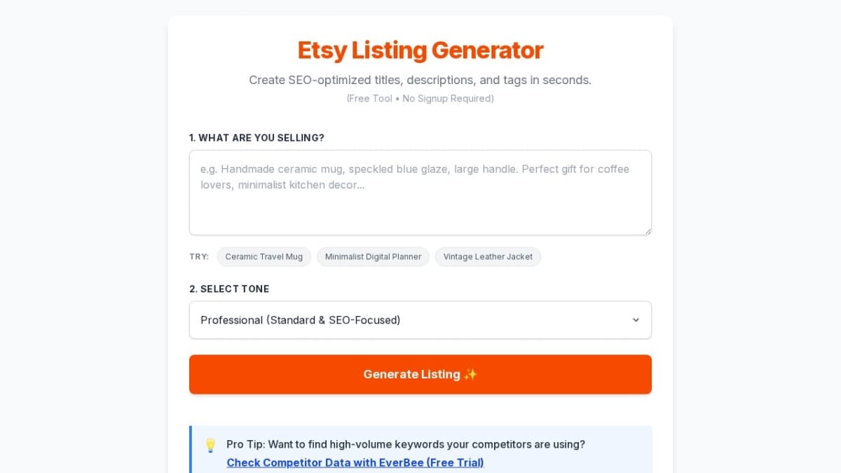 Etsy Listing Generator