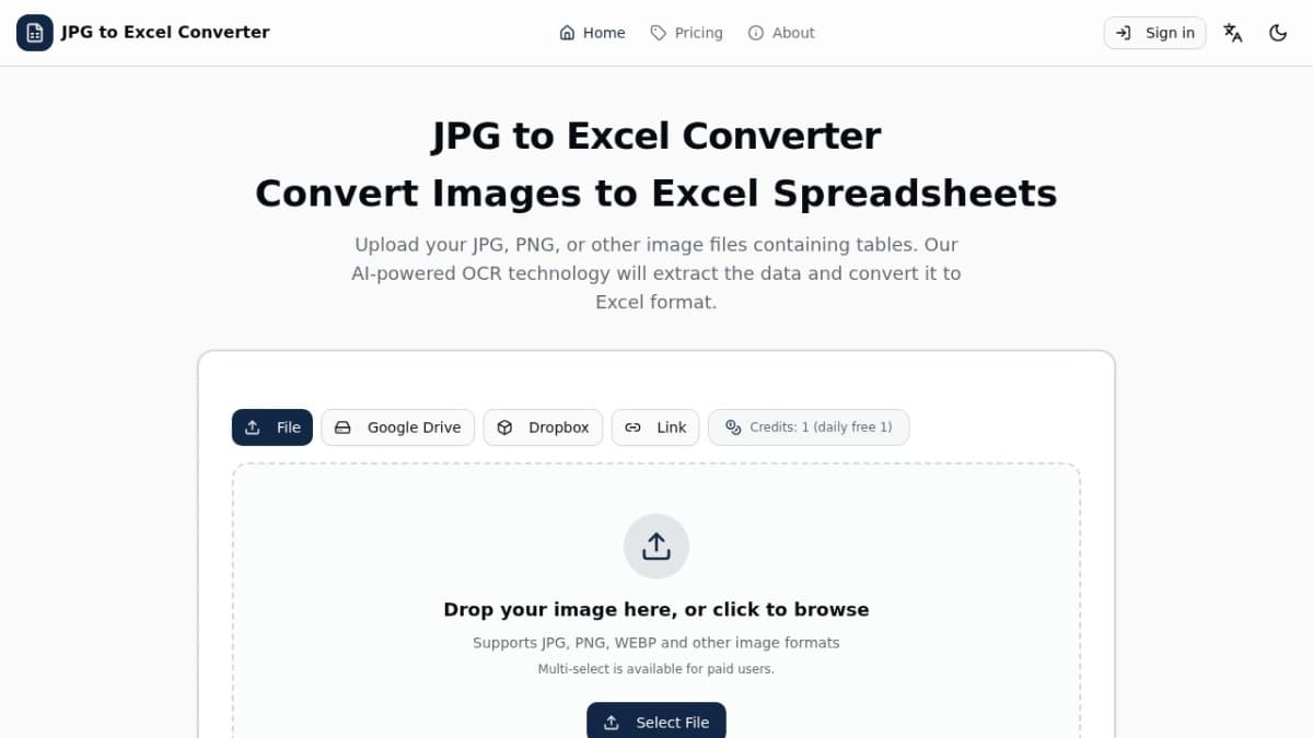 JPG To Excel Converter