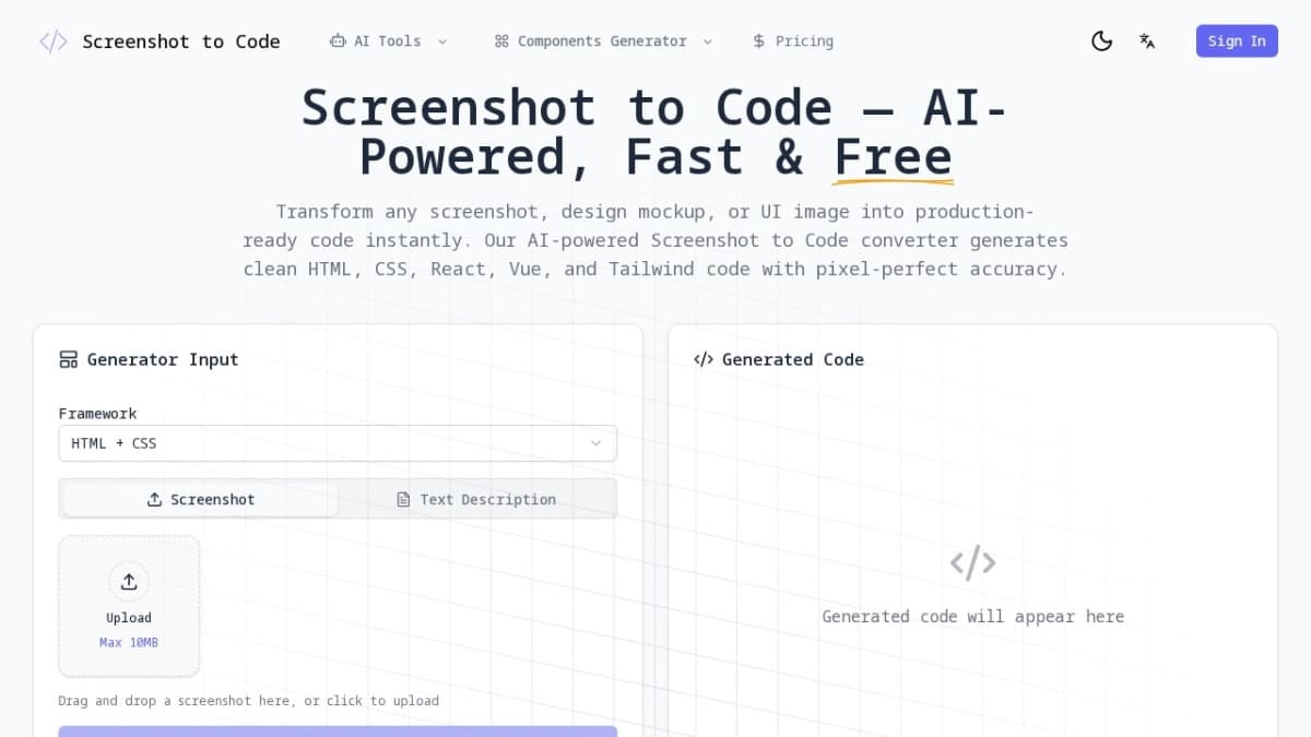 Screenshot to Code