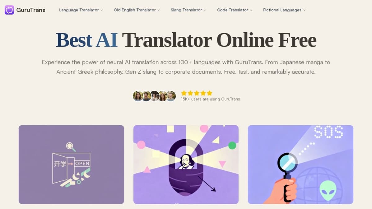 Gurutrans - 100+ AI translatiors online free