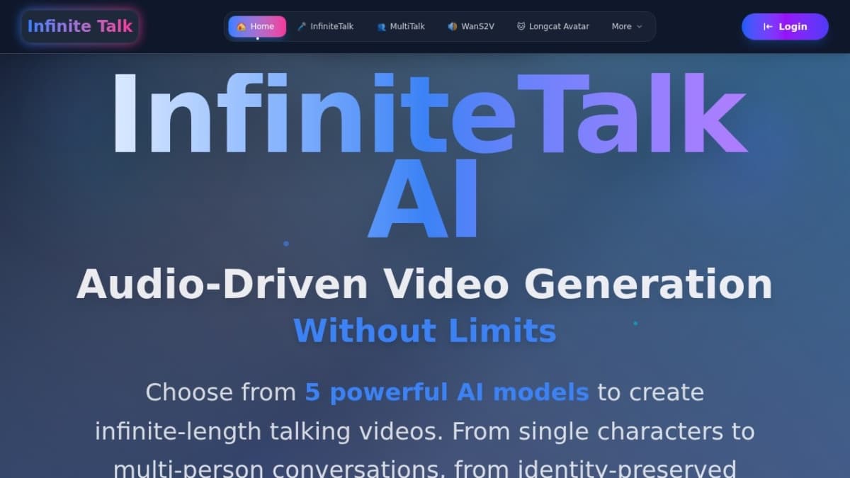InfiniteTalk AI - Audio-Driven Video Generation Without Limits