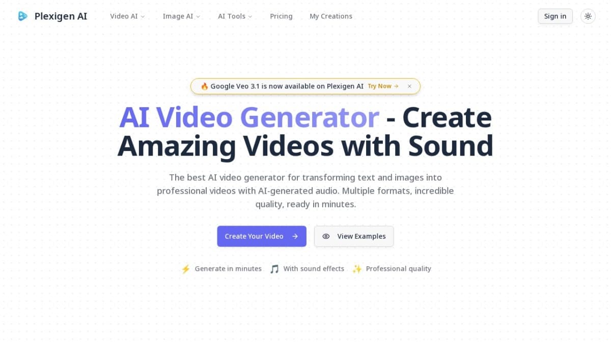 Plexigen AI - AI Video Generator with Sound