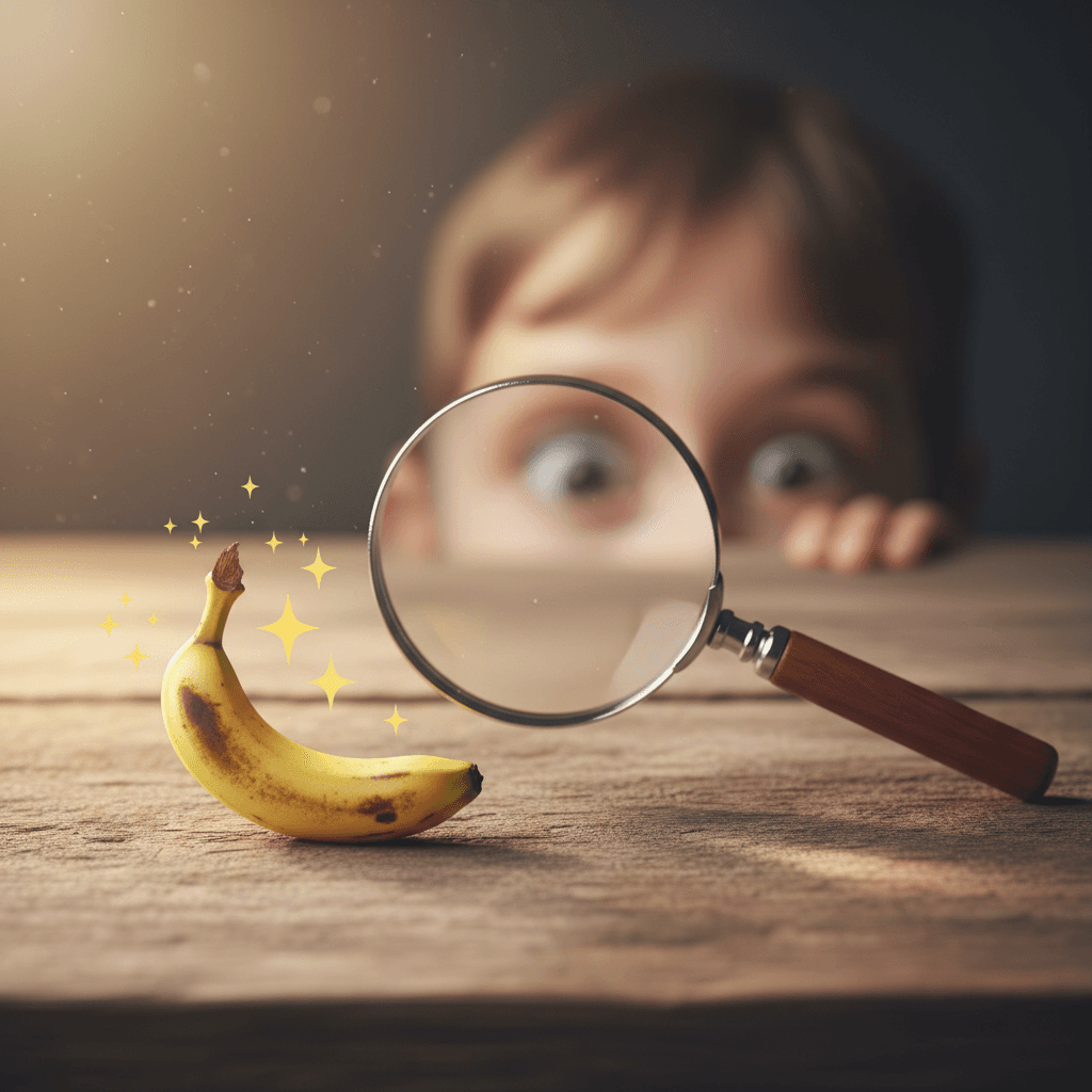 Gemini Image Prompt for other: miniature banana ๐ sparks curiosity! prompt in ALT. https:...
