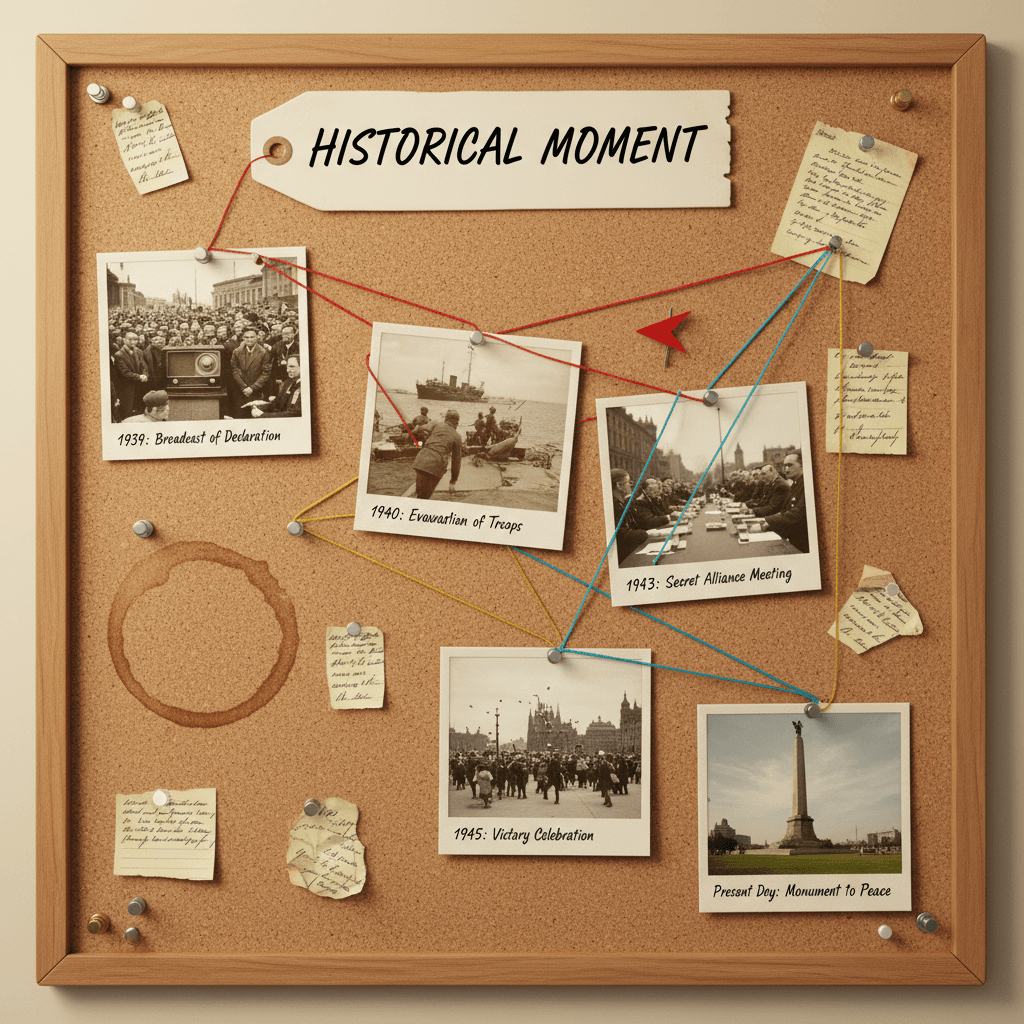 Gemini Image Prompt for other, 3d: 1080x1080 cork-board arrangement narrating the chronicle of...