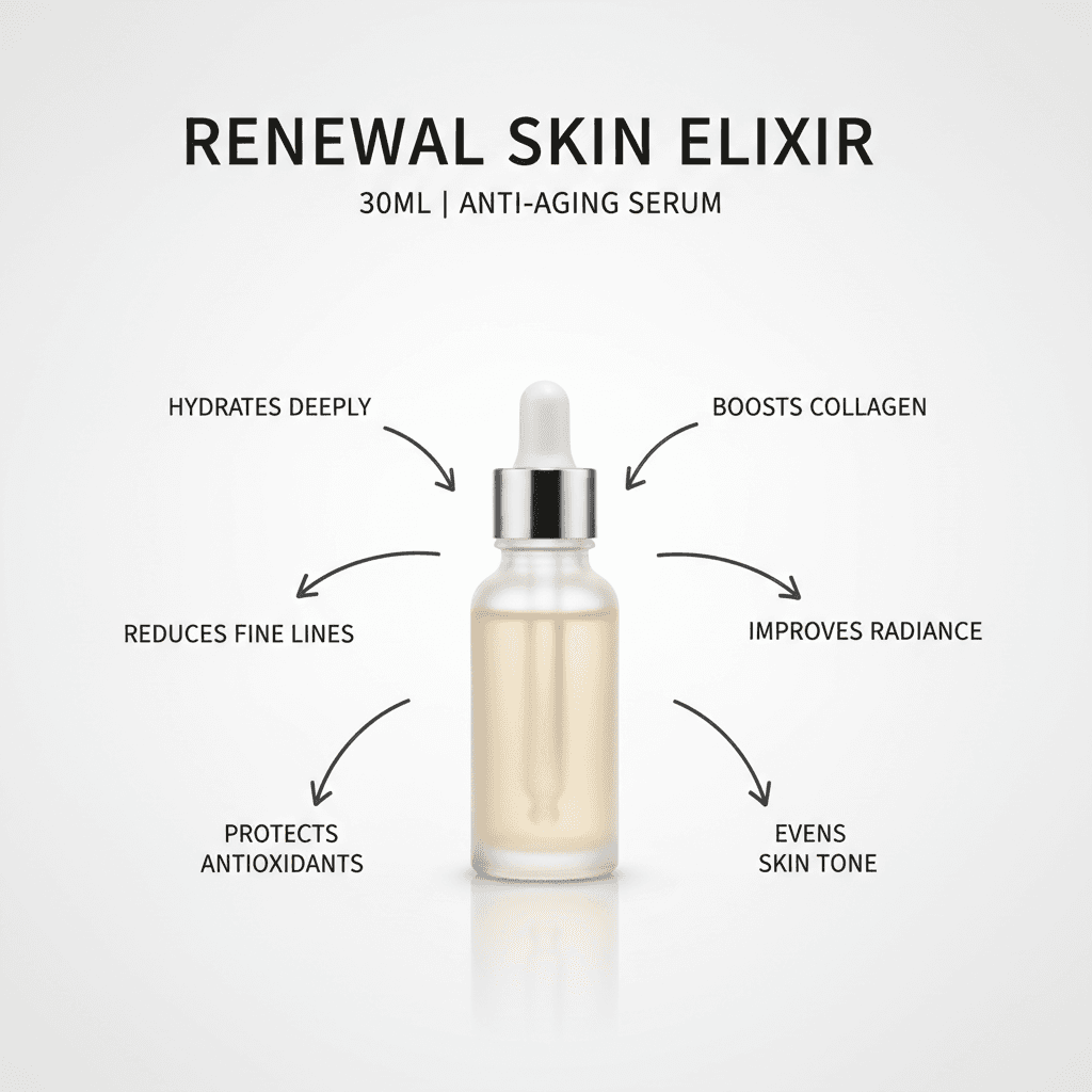 Gemini Image Prompt for other: product, infographic poster for skincare, centered product p...