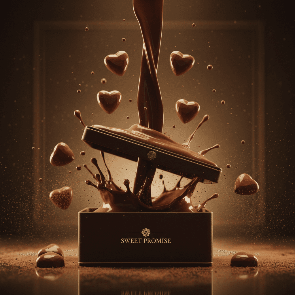 Gemini Image Prompt for product: An opulent, languid chocolate advertisement filmed in ultra-...