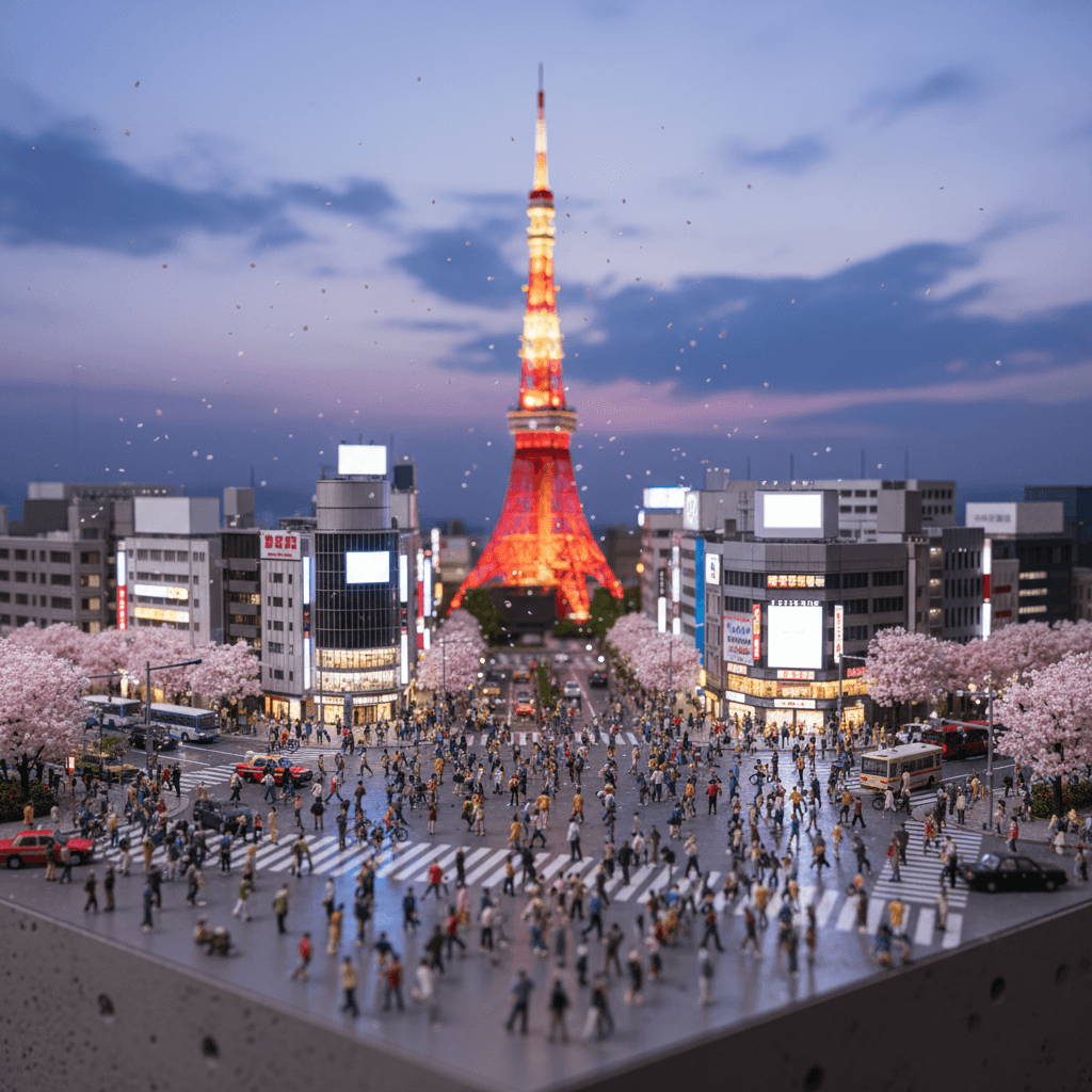 Gemini Image Prompt for 3d: Miniature 3D model diorama with a shallow depth of field eff...