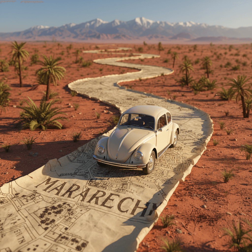 Gemini Image Prompt for other: A hyper-realistic, dreamlike close-up tableau of a tiny CAR...