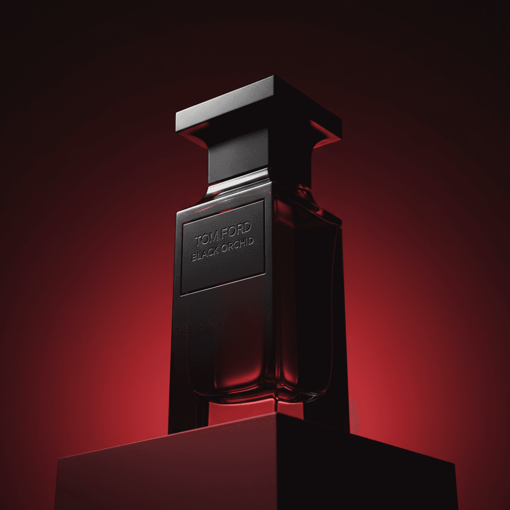 Gemini Image Prompt for product: Elevated perspective commercial product shot of a black flut...